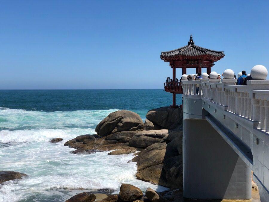 靈琴亭瞭望臺，觀賞海浪拍打岩石，展現東海壯麗的自然景觀。